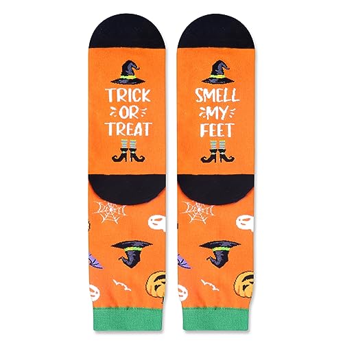 Spooky Halloween Unisex Adult's Orange Crew Socks