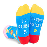 Kids' Fun Socks, Unisex Novelty Softball Socks for Kids, Children Ball Sports Socks, Funny Softball Gifts for Softball Lovers, Gifts for Boys Girls, Sports Lover Gift, Gifts for 7-10 Years Old