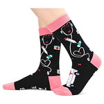 2 Pack Funny Nurse Gifts for Women, Medical Nursing Pharmacy Socks, Novelty Silly Nurse Gift Socks