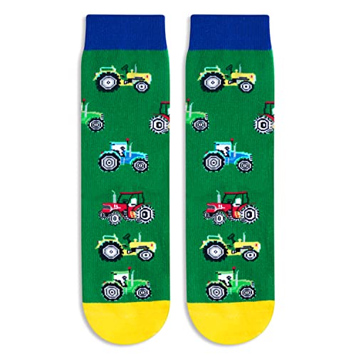 Novelty Tractor Socks for Kids, Funny Tractor Gifts for Tractor Lovers, Kids' Gifts for Boys and Girls, Unisex Tractor Themed Socks Children, Silly Socks, Cute Socks, Gifts for 7-10 Years Old