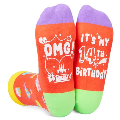 14th Birthday Gifts for Boy Girl, Funny Cute 14 Years Old Gifts, Silly Cool Socks for Teens