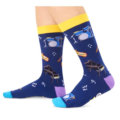 Funny Music Teacher Unisex Adult's Blue Crew Socks Gifts – Happypop