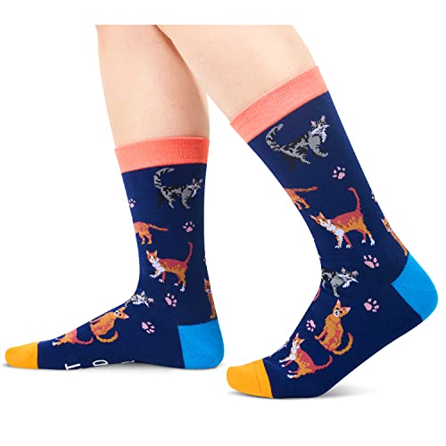 Funny Cat Lover Gifts, Novelty Cat Socks Silly Fun Socks for Men Daddy Him Husband