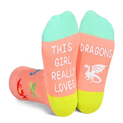 Dragon Lover Gifts for Girls Dragon Gifts for 4-7 Years Old Girls, Fun Girls Novelty Dragon Socks