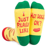 Unisex Hot Dog Socks, Hot Dog Lover Gift, Funny Food Socks, Novelty Hot Dog Gifts, Gift Ideas for Men Women, Funny Hot Dog Socks for Hot Dog Lovers, Valentines Gifts, Christmas Gifts