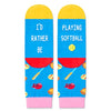 Kids' Fun Socks, Unisex Novelty Softball Socks for Kids, Children Ball Sports Socks, Funny Softball Gifts for Softball Lovers, Gifts for Boys Girls, Sports Lover Gift, Gifts for 7-10 Years Old