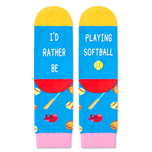 Kids' Fun Socks, Unisex Novelty Softball Socks for Kids, Children Ball Sports Socks, Funny Softball Gifts for Softball Lovers, Gifts for Boys Girls, Sports Lover Gift, Gifts for 7-10 Years Old