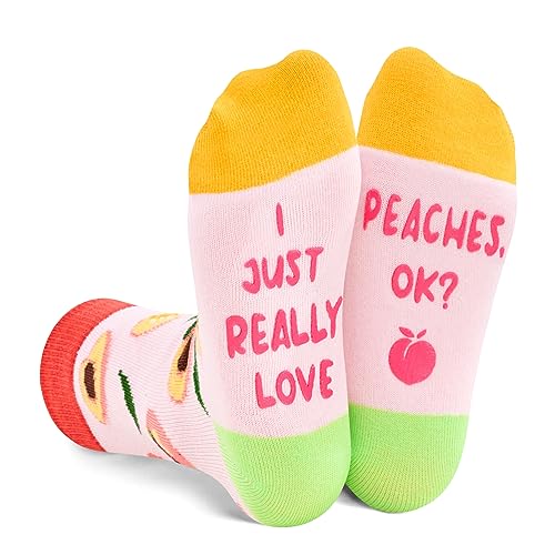 Peach Gifts Unisex Kids Funny Fruit Socks Peach Gifts for Boys and Girls Cute Peach Socks, Gifts for 7-10 Years Old
