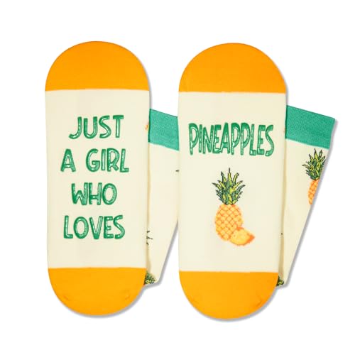 Pineapple Socks, Crazy Socks Pineapple Fun Print Novelty Crew Socks for Women, Pineapple Gifts, Fruit Lover Gift