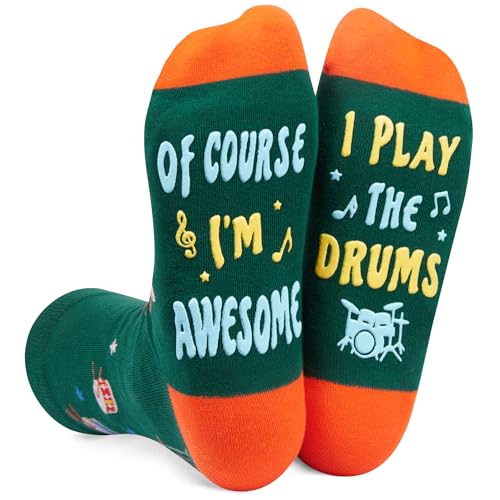 Unique Drummer Gifts for Men Women Teens, Percussion Gifts Drummer Drumline Socks, Music Socks Music Gifts for Music Lovers Drummer