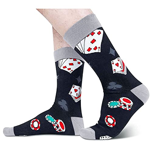 Poker Gifts, Funny Gambling Gifts for Poker Lovers, Men's Poker Socks, Casino Gifts for Poker Players, Playing Cards Family Friends Game Night Gifts