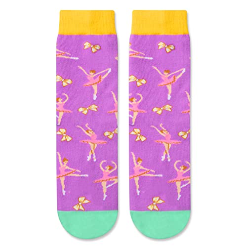 Novelty Dance Socks Ballerina Socks for Kids who Love to Dance, Funny Dance Gifts for Dancers Girls Boys, Ballet Recitals, Ballet Enthusiasts, Ballerinas Gifts, Gifts for 7-10 Years Old