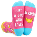 Banana Socks, Crazy Socks Banana Fun Print Novelty Crew Socks for Women, Banana Gifts, Fruit Lover Gift