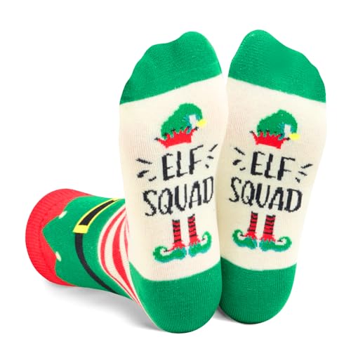 Festive Xmas Elf Socks, Santa Gifts for Boys Girls, Funny Christmas Gifts for Kids, Christmas Vacation Present, Stocking Stuffer, Gifts for 7-10 Years Old