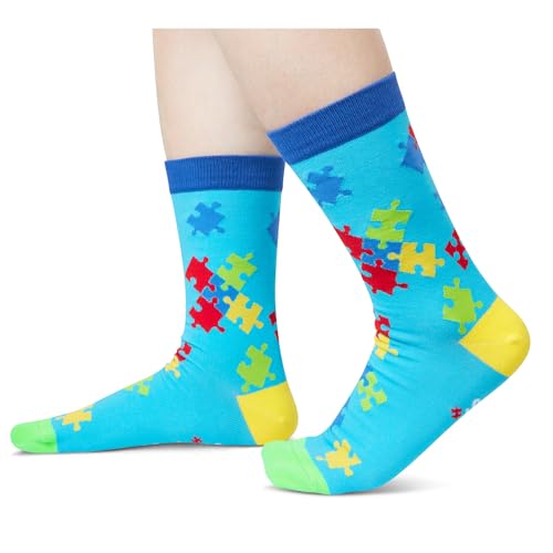 Unisex Cool Puzzle Socks, Gifts for Autistic Adults, Autism Awareness Gifts, Best Gifts for Men Women with Autism