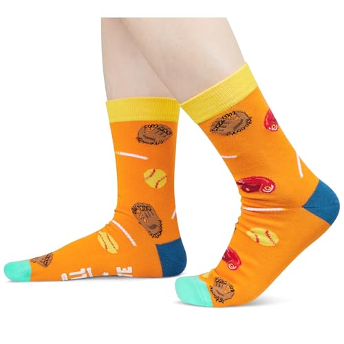 Unisex Funny Socks Softball Socks for Women Men, Softball Mom Dad Gifts Unique Softball Gifts for Men Women Softball Coach Gifts for Men Women