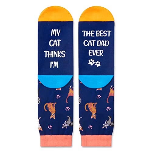 Funny Cat Lover Gifts, Novelty Cat Socks Silly Fun Socks for Men Daddy Him Husband