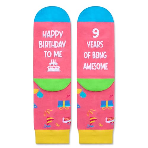 Funny Fun Crazy 9th Birthday Socks, Teens' 9th Birthday Gifts, Perfect Gifts for 9 Year Old Boy or Girl, Unique 9th Birthday Gift for Kids