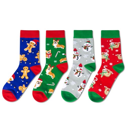 Christmas Presents, Santa Socks, Holiday Socks for Boys Girls, Stocking Stuffers, Funny Children Christmas Socks, Xmas Gifts, Best Secret Santa Gifts, Novelty Christmas Gifts for Kids, Gifts for 7-10 Years Old