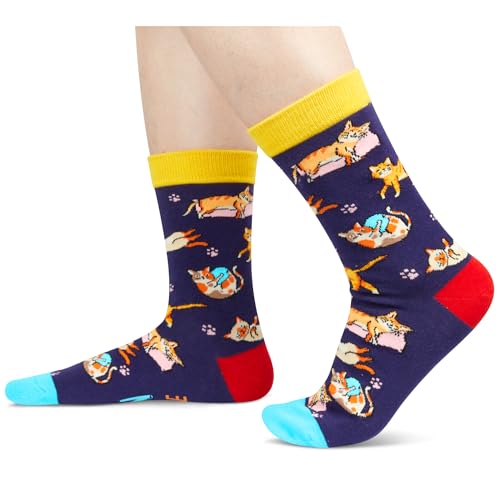 Funny Cat Gifts Cat Mom Gifts for Women, Novelty Cat Socks Crazy Silly Fun Socks Gifts for Her
