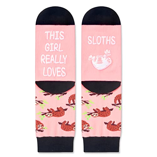 Sloth Girls Socks Pink