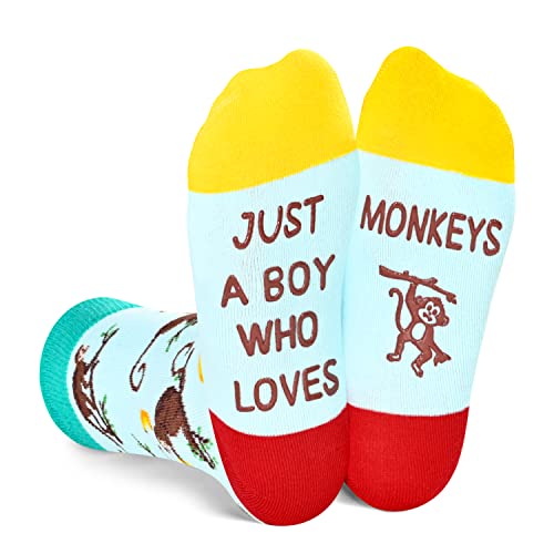 Funny Monkey Socks for Boys 7-10 Years, Novelty Monkey Gifts For Monkey Lovers, Children's Day Gift For Your Son, Gift For Brother, Funny Monkey Socks for Kids, Boys Monkey Themed Socks