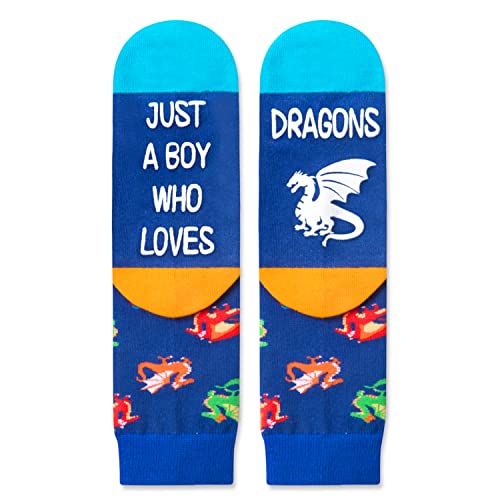 Cool Dragon Boys' Dark Blue Crew Socks