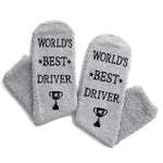 Novelty Driver Socks For Men, Gray Fuzzy socks Gifts for Driver