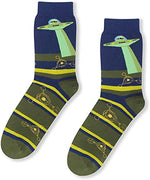 Men Alien Print Crew Socks, Alien Socks Funny Socks for Men,  Novelty Socks, Funky Socks, Alien Gifts for ufo enthusiast, Outer Space Gifts