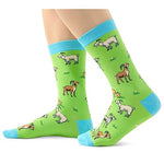 Funny Goat Unisex Green Crew Socks