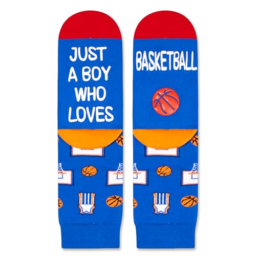 Unisex Basketball Socks for Children, Silly Socks for Kids, Funny Basketball Gifts for Basketball Lovers, Cute Sports Socks for Boys Girls, Novelty Kids' Gifts for Sports Lovers, Gifts for 7-10 Years Old