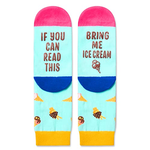 Teenages Ice Cream Socks, Gift for Children, Birthday Gift for Boys Girls, Funny Ice Cream Socks for Ice Cream Lovers, Novelty Ice Cream Gifts for Kids, Funny Food Socks, Gifts for 7-10 Years Old