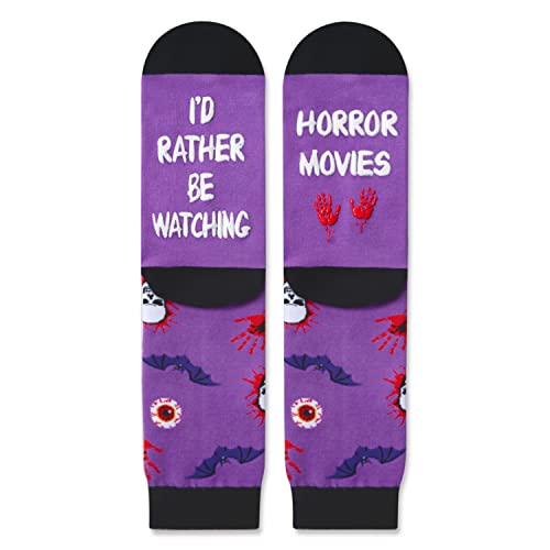 Novelty Horror Movie Gifts for Movie Lovers, Unisex Halloween Socks, Funny Women Men Horror Movie Socks, Spooky Movie Gifts for Film Lovers