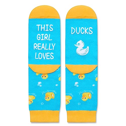 Funny Rubber Duck Gifts for Girls, Duck Socks for Kids 4-10 Years, Cute Lovely Silly Gifts Socks for Girls