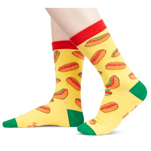 Unisex Hot Dog Socks, Hot Dog Lover Gift, Funny Food Socks, Novelty Hot Dog Gifts, Gift Ideas for Men Women, Funny Hot Dog Socks for Hot Dog Lovers, Valentines Gifts, Christmas Gifts