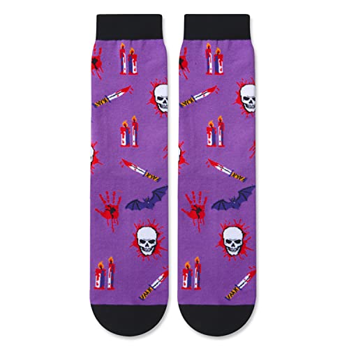 Novelty Horror Movie Gifts for Movie Lovers, Unisex Halloween Socks, Funny Women Men Horror Movie Socks, Spooky Movie Gifts for Film Lovers