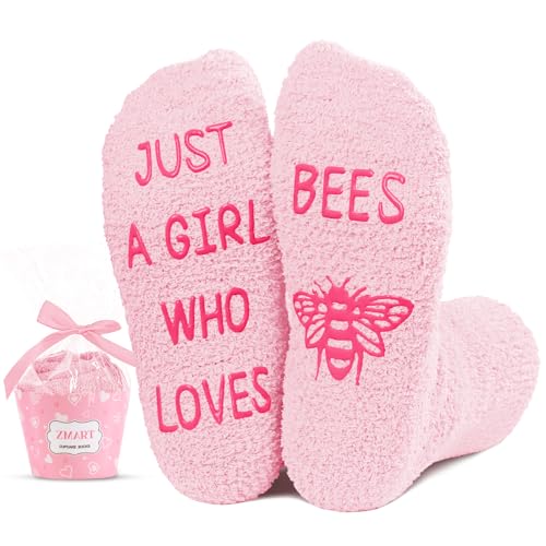 Perfect Gifts for Daughters and Granddaughters Who Love Bee, Cute Bee Gifts for Girls, Crazy Fuzzy Bee Socks Gifts for 7-10 years old Girls, Unique Bee Gifts for Bee Lovers