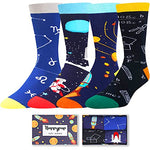 4 Pack Space Socks for Men, Gifts For Male Teacher Student Astronomy Lover, Novelty Cool Space gift Socks