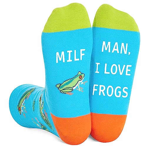 Funny Novelty Socks for Animal Lover, Animal Lovers Gifts, Cute Frog Printed Casual Crew Sock Gifts for Men Women