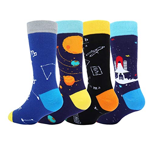 Crazy Kids Socks Funny Space Socks Gifts for Boys Girls, Best Gifts for Children 4-7 Years, Outer Space Gifts, Book Gifts, Birthdays Gifts, Children's Day Gifts, Christmas Gifts