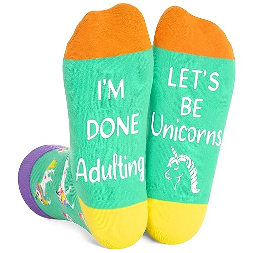 Funny Unicorn Unisex Adult's Turquoise Crew Socks