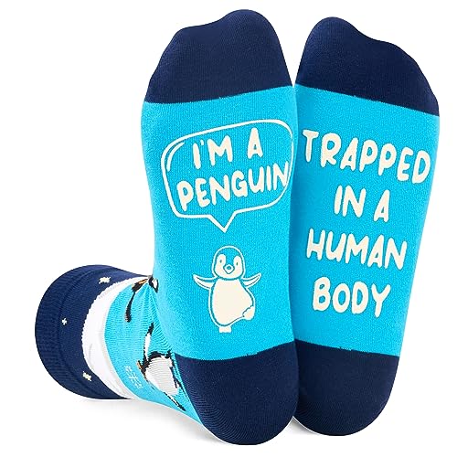 Cute Penguin Unisex Adult's Blue Crew Socks