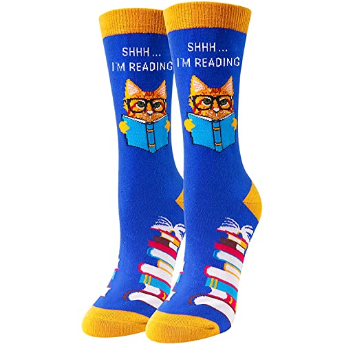 Reading Gifts, Funny Socks for Women, Cool Book Socks, Silly Socks, Thank You Gift Ideas for Her, Book Lovers Gifts, Reading Socks