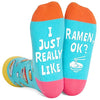 Ramen Socks For Men Women, Funny Ramen Gifts, Food Lover socks, Unisex pattern socks, Funny socks, Funky socks, Fun Ramen Themed Crew Socks