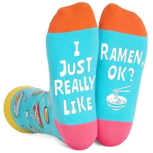 Ramen Socks For Men Women, Funny Ramen Gifts, Food Lover socks, Unisex pattern socks, Funny socks, Funky socks, Fun Ramen Themed Crew Socks