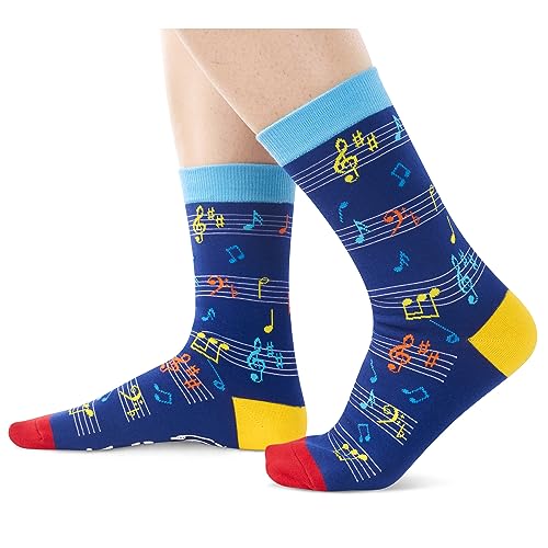 Funny Music Unisex Adult's Blue Crew Socks