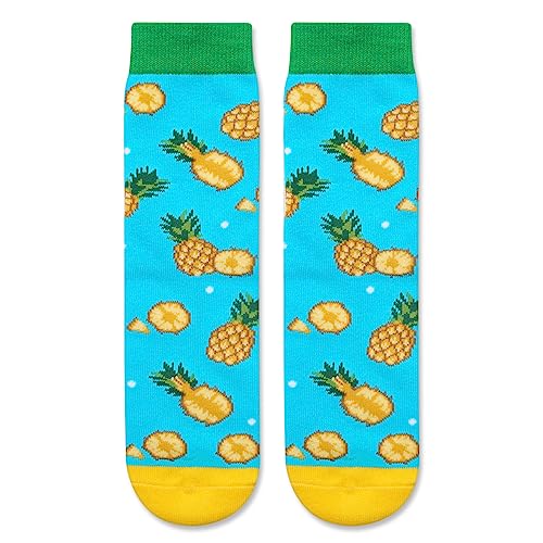 Lovely Pineapple Girls' Blue Crew Socks