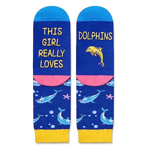 Dolphin Gifts for Girls and Children Dolphin Lovers Gifts Best Marine Gifts for Daughter Cute Dolphin Socks, Gifts for 7-10 Years Old Girl