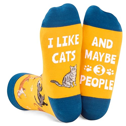 Cat Gifts for Cat Owners, Gift for Cat Mom Dad, Unisex Cat Socks, Women Man Cat Gifts