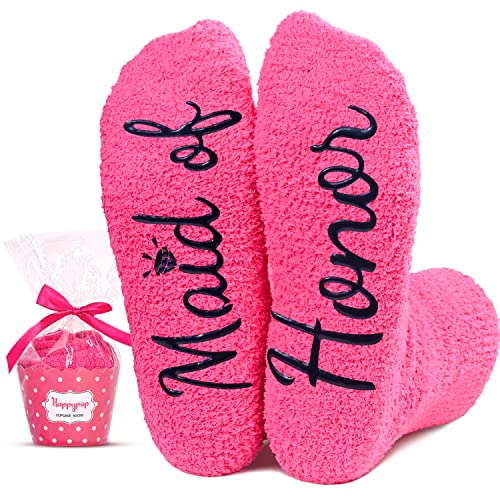 Novelty Bridesmaid Women's Dark Pink Crew Socks
